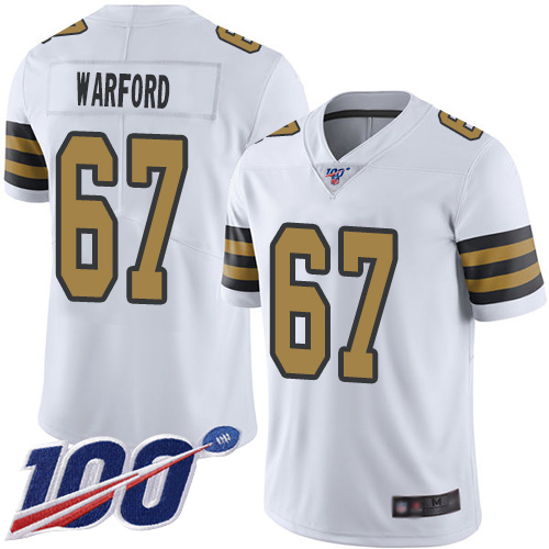 Men New Orleans Saints Limited White Larry Warford Jersey NFL Football 67 100th Season Rush Vapor Untouchable Jersey